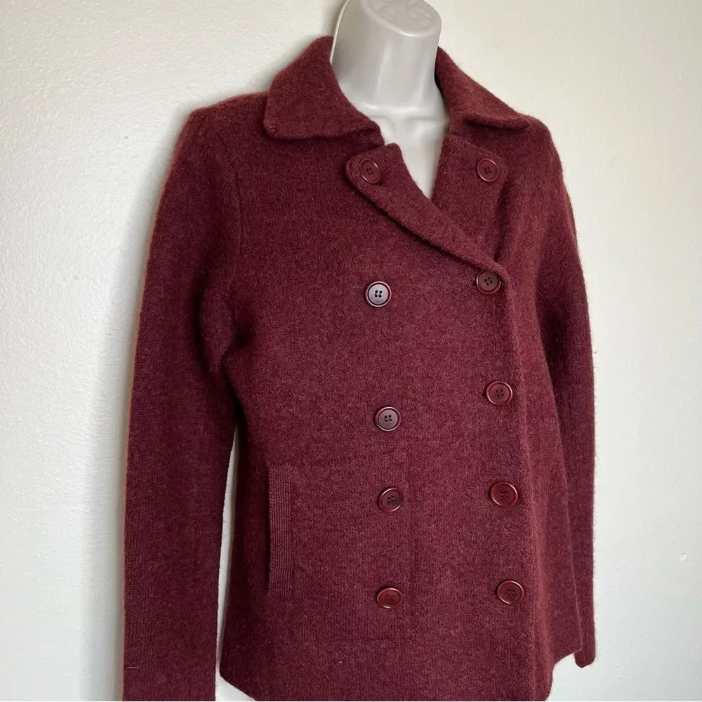J Crew 100% Wool Double Breasted Peacoat Brick Rust Jacket Women Small Unlined - Picture 2 of 12